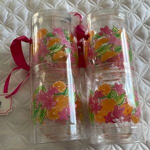 NWT Lilly Pulitzer stemless wine glasses